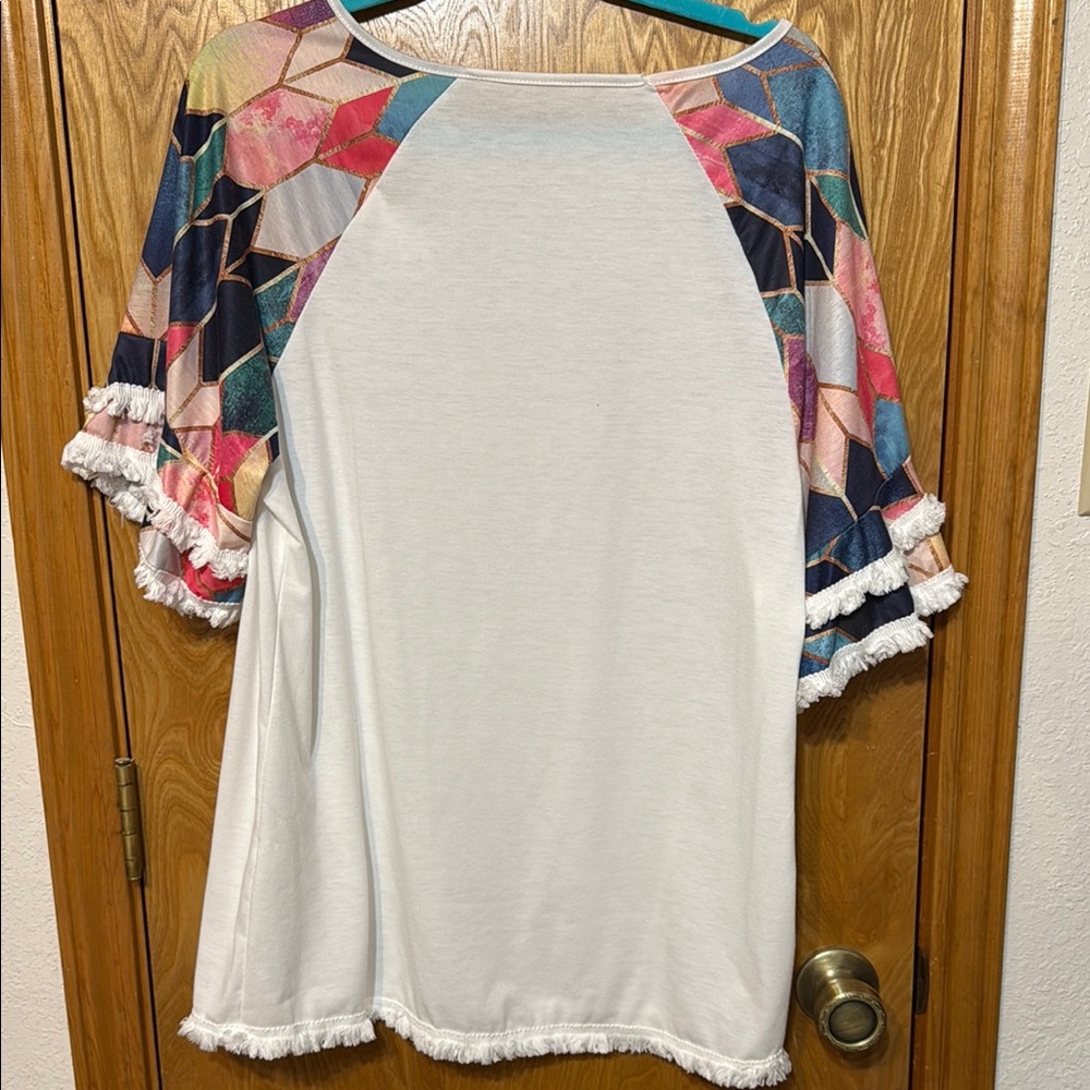 Colorful Patchwork Sleeve Women's Top